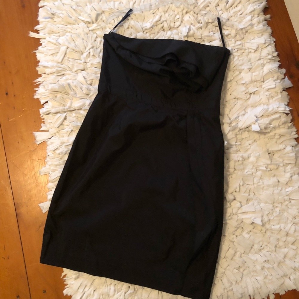 Strapless black mini dress